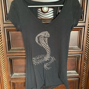 Rock and Republic Rhinestone Snake Ripped Tee